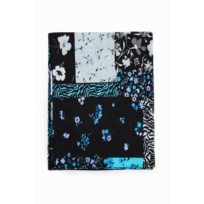 Foulard Rectangulaire Motif Cœurs Bleu Et Rouge - Excellent état - Fabriqué En Italie