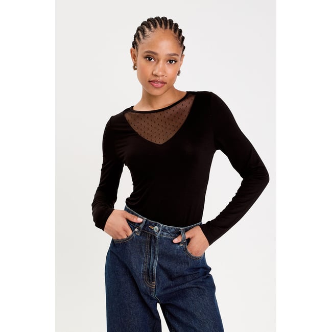 Body thermique col rond manches longues noir <span itemprop=