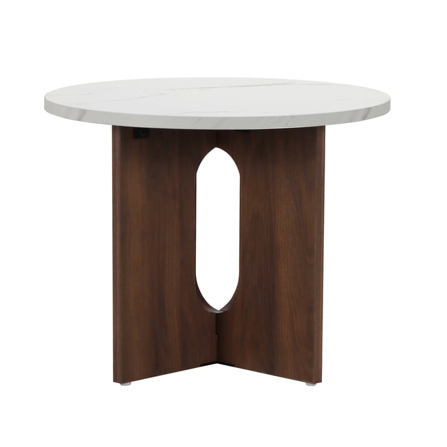 Table basse effet marbre ronde 50 x 40 cm, KLERY - OVIALA