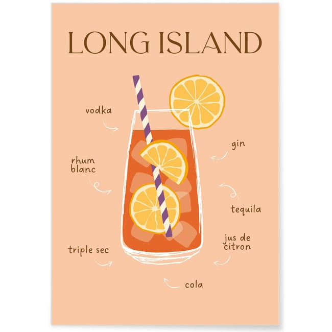 Affiche Cocktail Long Island 2 Couleur blanc <span itemprop=