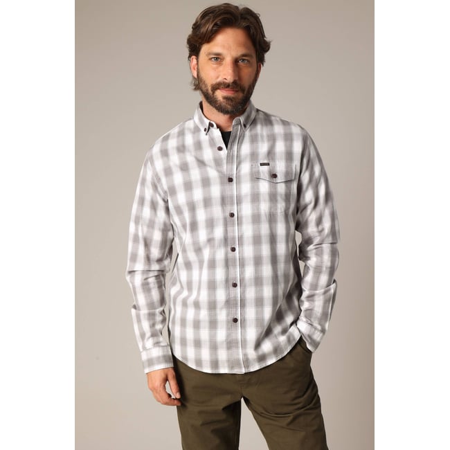Chemise à carreaux 100% coton PIETER gris <span itemprop=