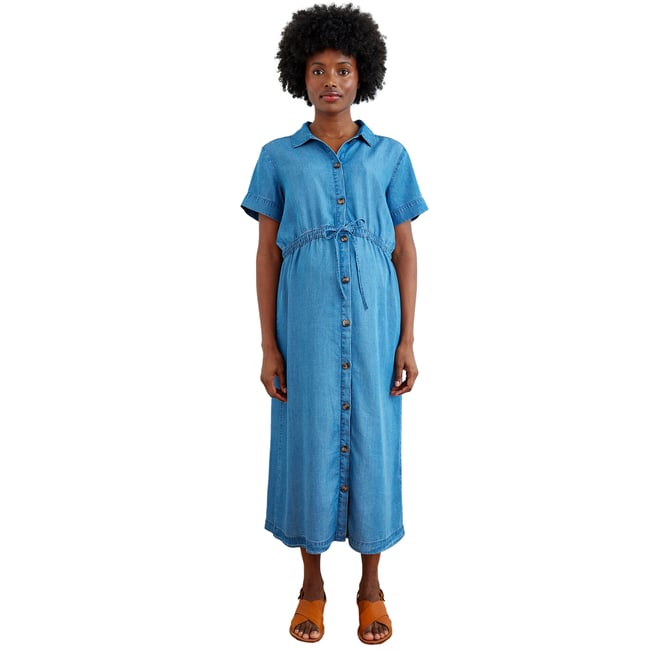 Robe De Grossesse Et D'Allaitement Élégante - Col En V, Manches Lanterne, Taille Haute - Tissu Confortable - Pour Occasions Spéciales Ou Quotidien