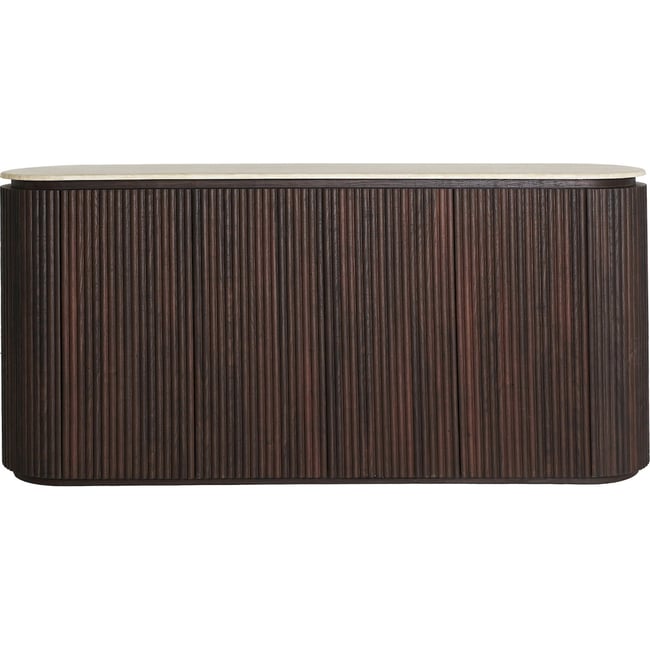 Buffet contemporain bois rainuré verona Couleur brun et beige <span itemprop=