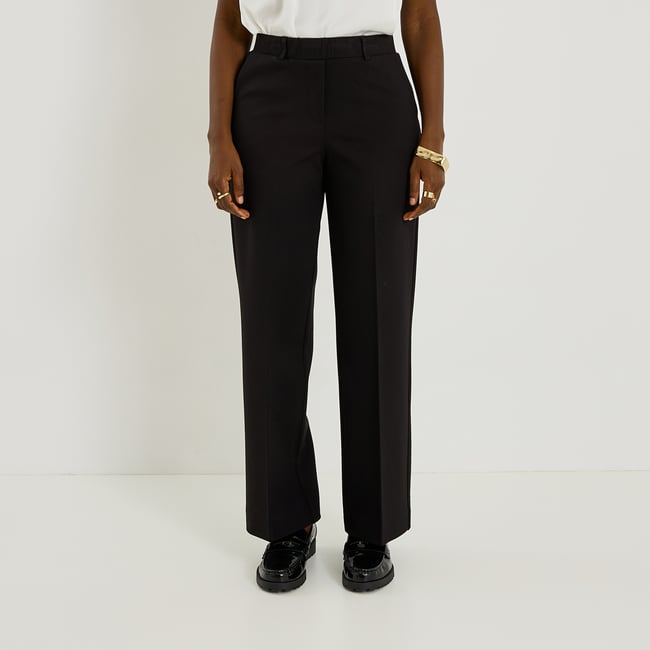 Pantalon palazzo coupe droite noir <span itemprop=