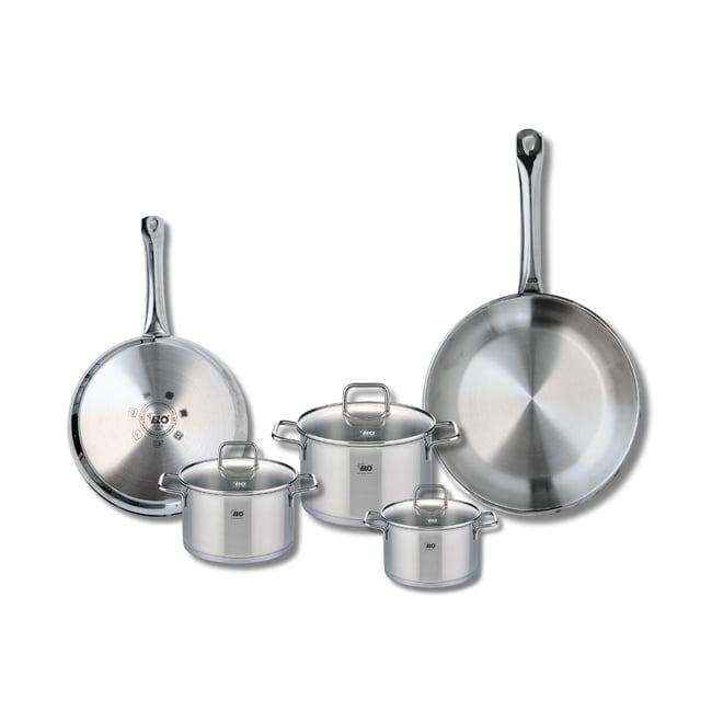 Batterie 2 poêles 24/28cm + 3 faitouts 12/14/16cm PROFI CITRIN gris <span itemprop=