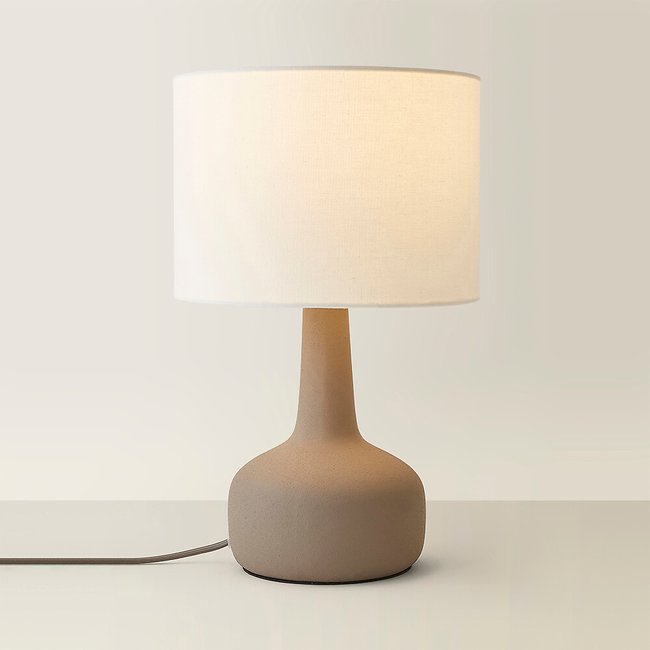 Squat Base Ceramic Stoneware Table Lamp with Linen Shade - SO'HOME