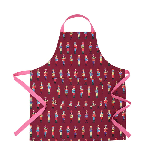 Christmas Nutcracker Cotton Kitchen Adult Apron, plum, CATHERINE LANSFIELD