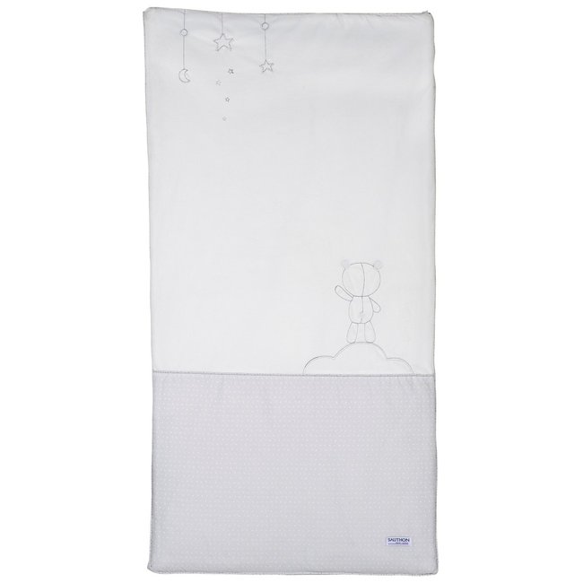 Edredon pour lit bébé en coton blanc/gris <span itemprop=