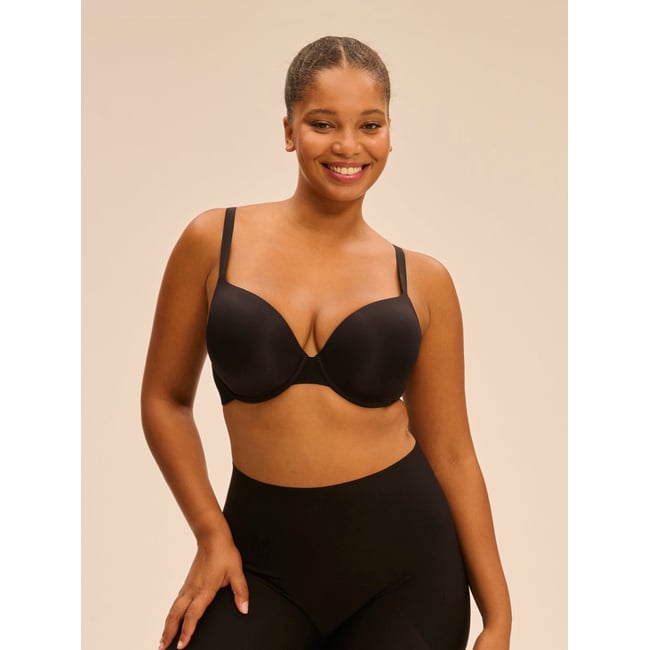 Soutien-gorge coque emboitante décolleté plongeant, ESSENTIEL noir <span itemprop=