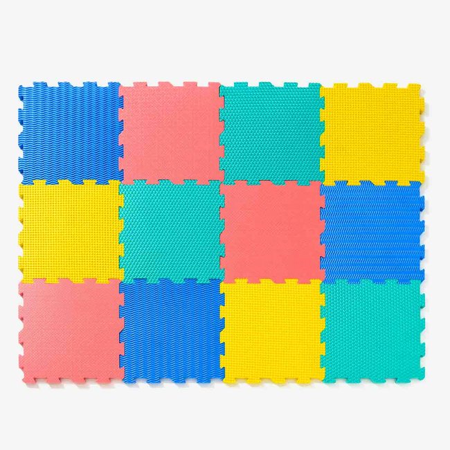 Tapis 12 dalles sensorielles blanc <span itemprop=
