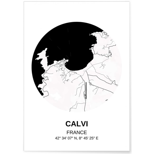 Affiche Carte Calvi Couleur blanc <span itemprop=