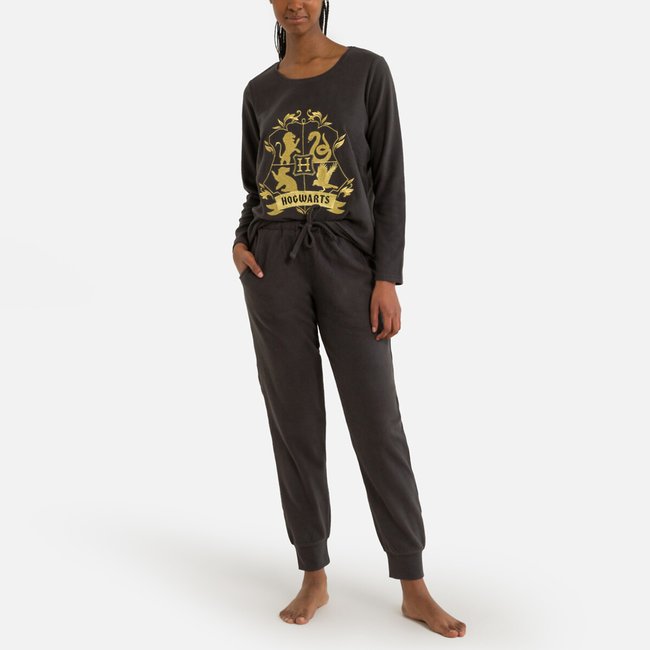 Langer Pyjama Harry Potter, Mikrofleece schwarz <span itemprop=