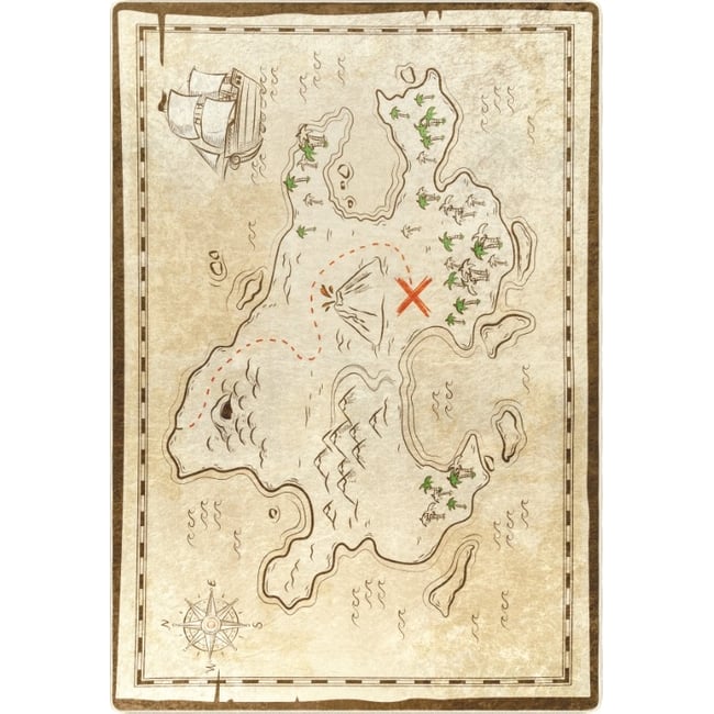 Tapis chambre enfant Carte Tresor Couleur beige <span itemprop=