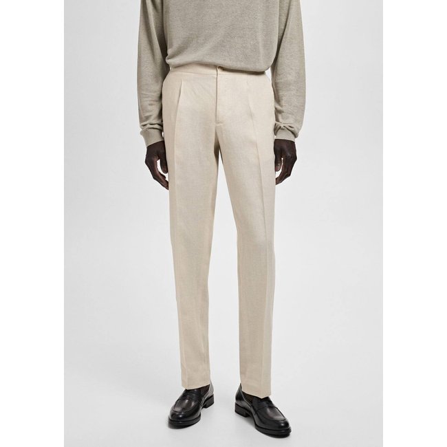 Pantalon costume Salerno 100 % lin slim fit écru <span itemprop=