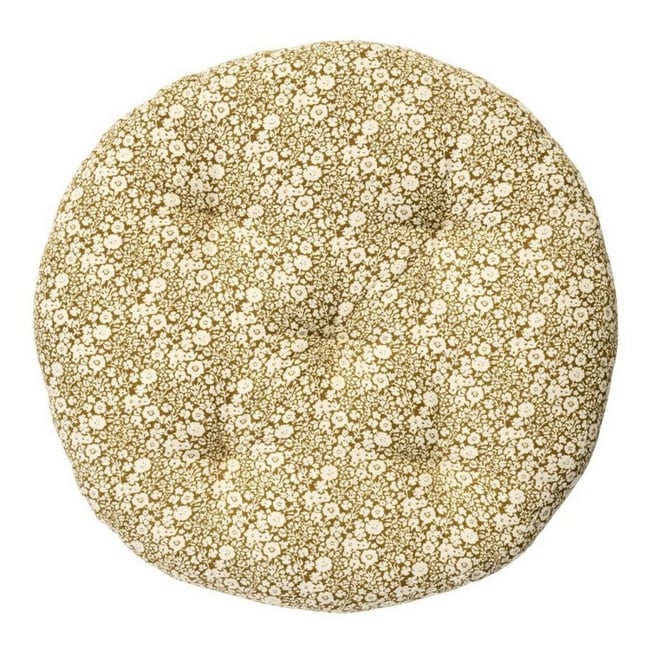 Coussin de chaise rond coton floral caramel <span itemprop=