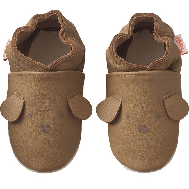 Chaussons cuir souple Colin le chien marron <span itemprop=