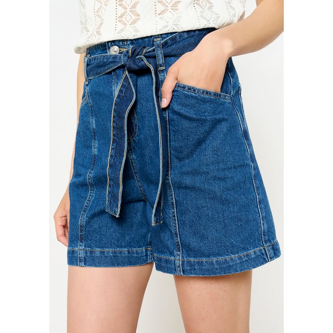 Short en jean paperbag medium blue <span itemprop=