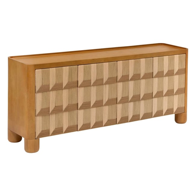 Buffet rectangulaire avec portes en manguier NETSI Couleur beige <span itemprop=