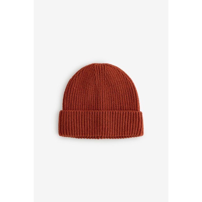 Bonnet en maille orange rouillé <span itemprop=