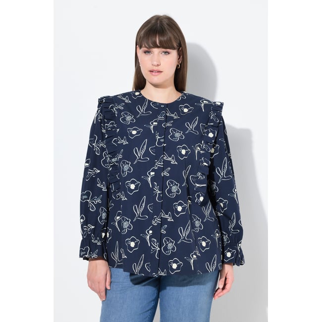 Chemisier en coton bio avec ruchés marine <span itemprop=