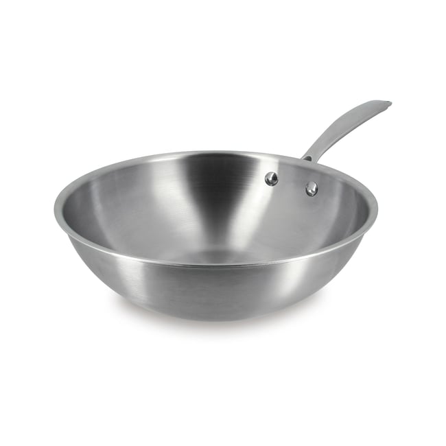 Wok 24 cm en acier inoxydable, TRIPLY inox <span itemprop=