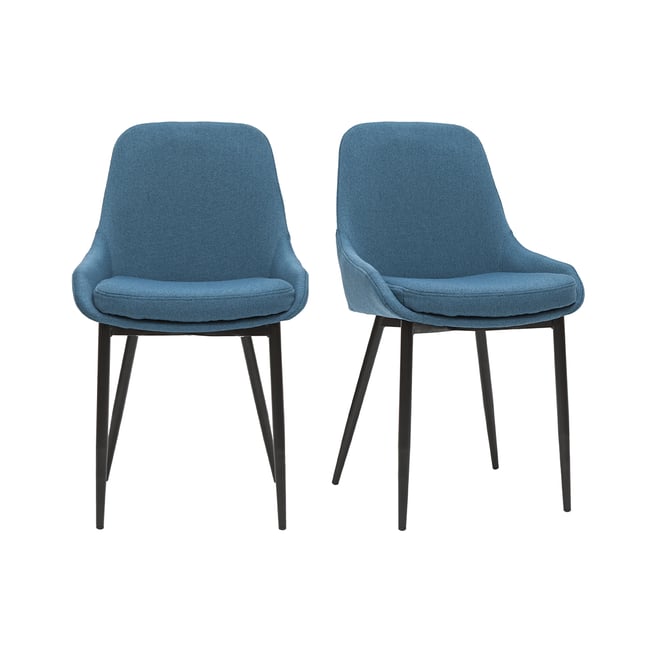 Chaises design en tissu chenille vert kaki et métal noir (lot de 2) HOLO - MILIBOO