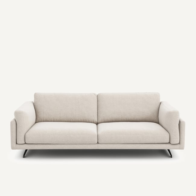 Canapé 3 ou 4 places, en toile chinée, CÉSAR Couleur ivoire <span itemprop=