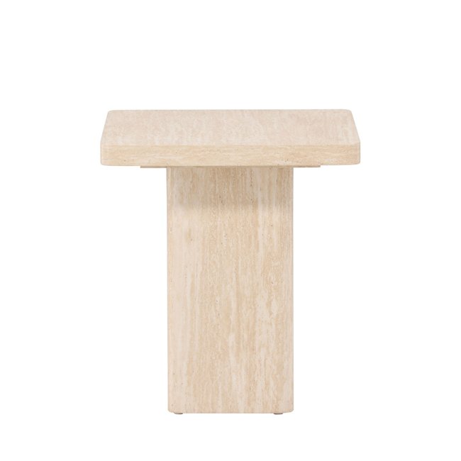 Table d'appoint carrée effet travertin  - QVART Couleur beige <span itemprop=