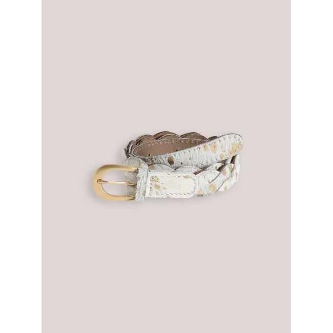Ceinture tressée en cuir dore <span itemprop=