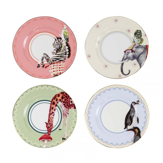 Set 4 Assiettes Animaux 16cm Couleur v019845 <span itemprop=