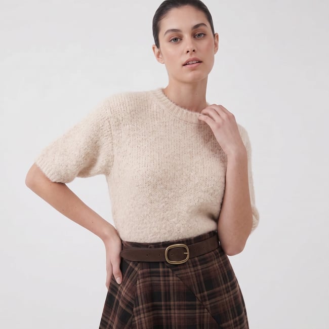 Pull femme en maille duveteuse et manches ballon LYCIE - ARTLOVE