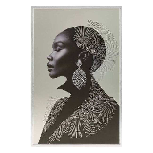 Toile 3D rectangulaire en pin WONDA Couleur noir et blanc <span itemprop=