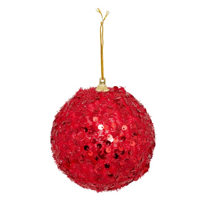 Boule de Noël à sequins rouge D. 100 mm Couleur rouge <span itemprop=