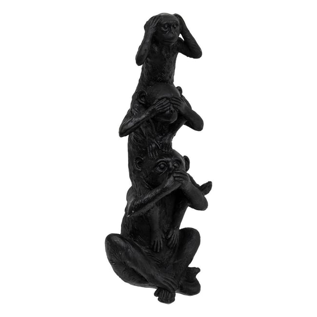 Statue de 3 singes Couleur noir <span itemprop=