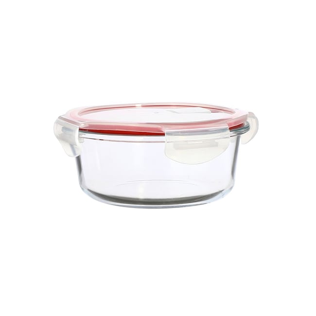 Boîte hermétique ronde 640 ml en verre, CLÉMENTINE transparent <span itemprop=