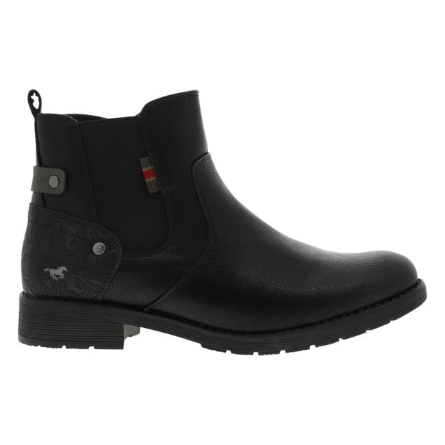 Boots noires à talon décroché bas avec un zip et un soufflet élastiqué noires <span itemprop=