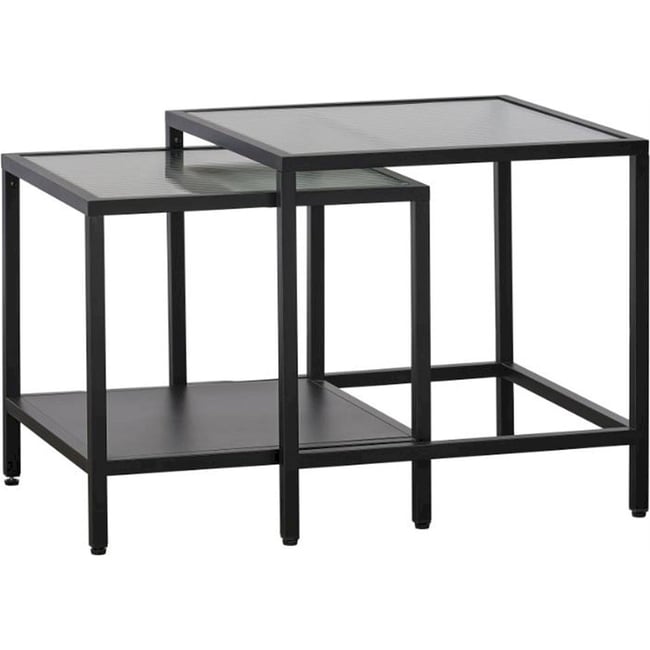 Tables gigognes collection AVENSUNLY Couleur noir et verre transparent <span itemprop=