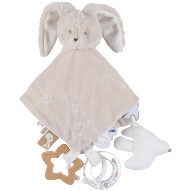 Doudou plat attache sucette beige <span itemprop=