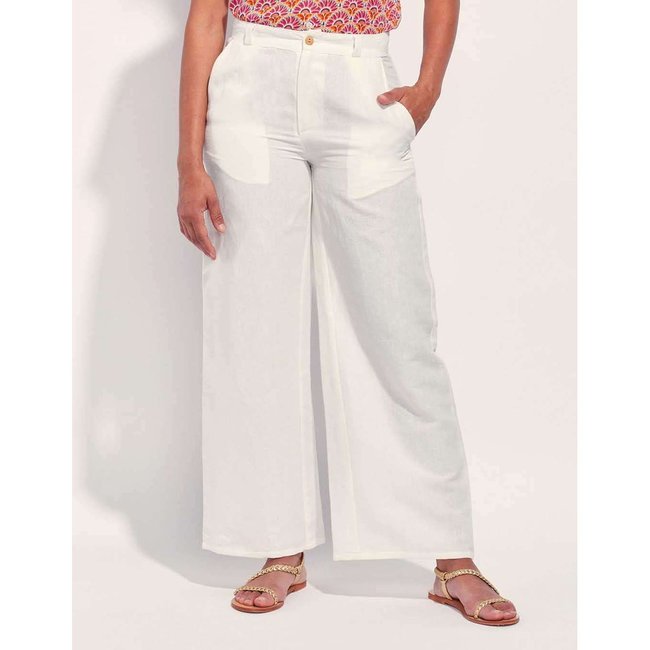 Pantalon large coton lin taille haute AMELIA - LA FIANCÉE