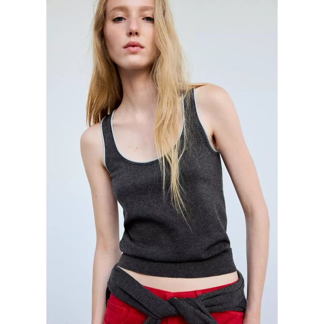 Top en maille avec bordure contrastante - MANGO