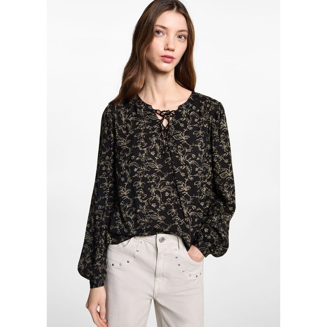 Blouse en imprimé floral noir <span itemprop=