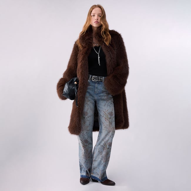 Jean taille haute avec imprimé denim bleu <span itemprop=
