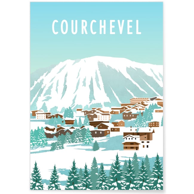 Affiche ville Courchevel Couleur blanc <span itemprop=