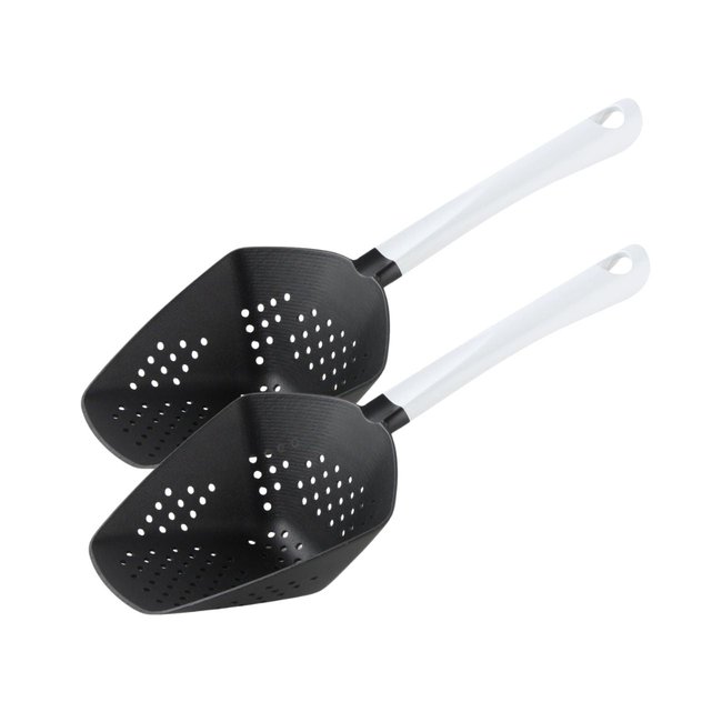 Set de 2 ustensiles de cuisine écumoire ARCADALINA blanc|noir <span itemprop=
