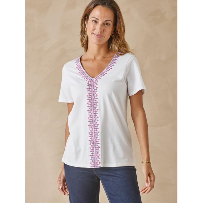 Tee-shirt coton manches courtes blanc <span itemprop=
