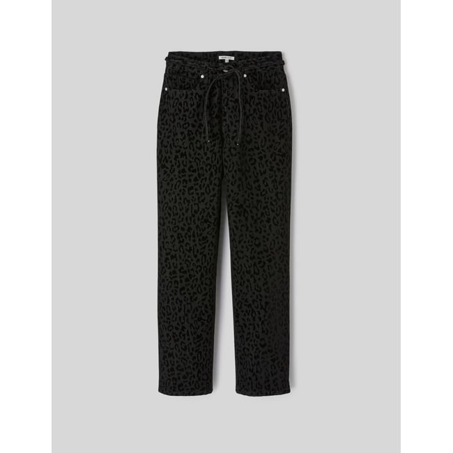 Pantalon imprimé coupe droite noir <span itemprop=