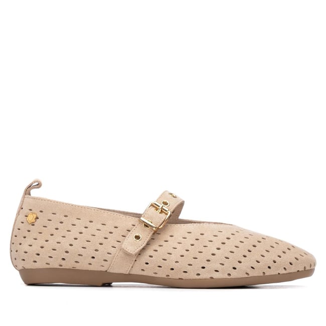 Chaussure Ballerine Plaine Décontractée Boucle beige <span itemprop=