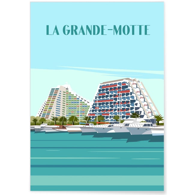 Affiche ville La Grande-Motte Couleur blanc <span itemprop=