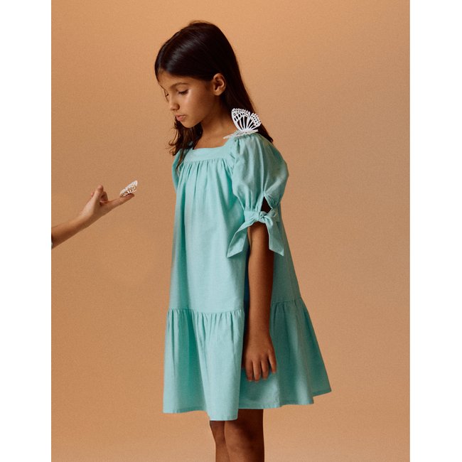 Robe en Coton et Lin bleu clair <span itemprop=