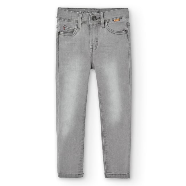 Pantalon garçon en denim élastiqué gris <span itemprop=
